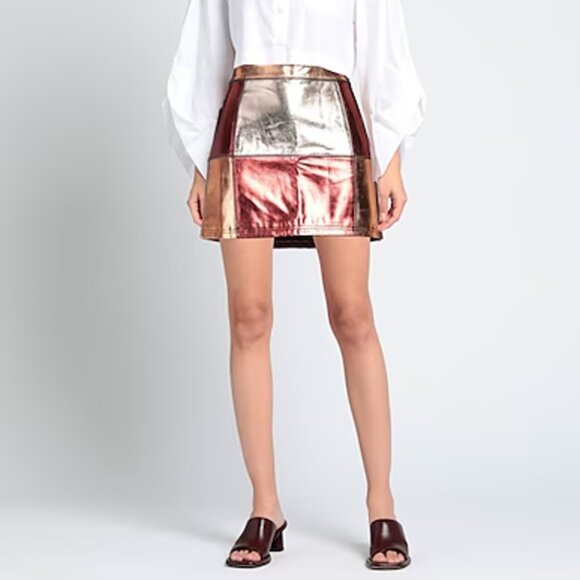 GLAMOROUS faux-patent-leather SKIRT Size 6 PACHTWORKY 50% COTTON BOHO CHIC a GEM - Picture 2 of 13